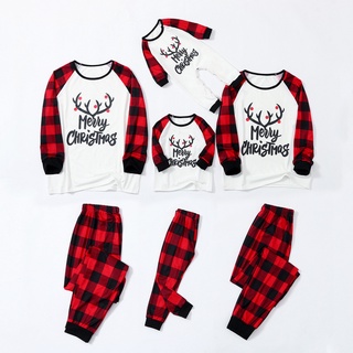 Mikeee_Kids feliz navidad pijamas ciervos pantalones de cuadros familia coincidencia de navidad ropa de dormir conjunto