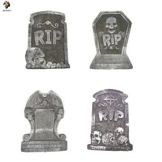 Mioshop decoraciones Halloween Tombstone fiesta suministros murciélago esqueleto Halloween accesorios Horror espuma hogar tumba Rip Props araña