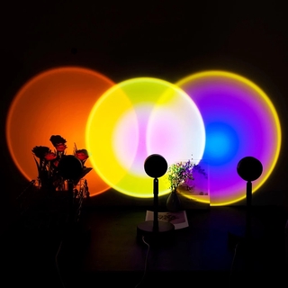 2021 usb botón arco iris puesta del sol proyector atmósfera led luz de noche hogar café tienda fondo decoración de pared colorida lámpara