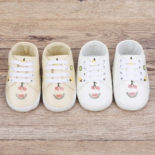 babyhshow Bebé Niños Niñas Zapatos De Suela Suave Cuero PU Zapatillas De Deporte Prewalker Recién Nacido Acogedor Impresión De Dibujos Animados Cordones Cuna 0-18M