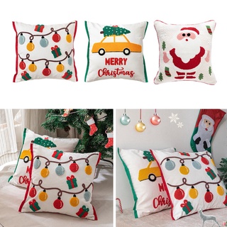 [Sell Well] Christmas Decorations Pillow Covers Embroidered Farmhouse Decor Throw Pillow Cases Cushion Cover 18 x 18 Inch Home Decoration (8)