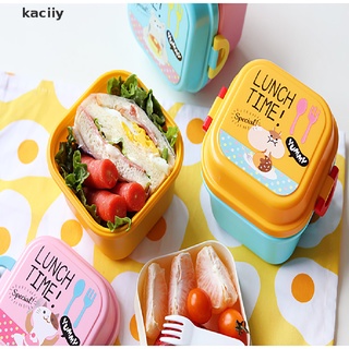 kaciiy de dibujos animados de plástico saludable caja de almuerzo horno microondas almuerzo bento cajas kid fiambrera co