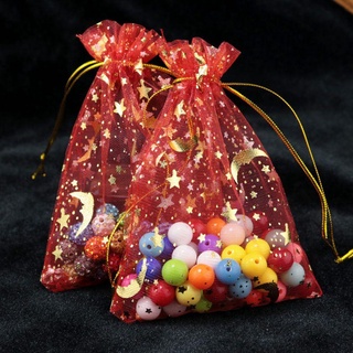 BROCADE Stunning Organza Bags Festive Party Supplies Gift Bags Jewelry Packaging Colorful Star Moon Decoration Wedding Christmas Favor Drawstring 50pcs/lot Candy Pouches (3)