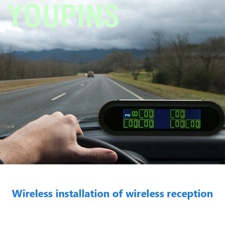 Youpins Wireless Solar TPMS sistema de monitoreo de presión de neumáticos LCD Monitor alarma con 6 sensores externos