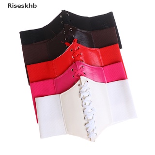 riseskhb mujeres charm ancho corsé cintura banda de cuero elástico elástico elástico cinturón de cintura *venta caliente