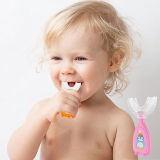 mcnamer manual de los niños de silicona cepillo de dientes diario limpiador de dientes en forma de u bebé cepillo de dientes blanqueamiento de 2-12 años de edad 360 grados de mano suave bebé niños cuidado oral (9)