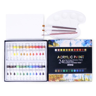 RA 24 Colors Acrylic Paints Set for Fabrics Painting Clothing Pigments Set for Art