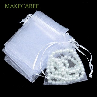 MAKECAREE 25/50PCS Drawable Gift Bags Wedding White Pouches Organza Gauze Sachet Jewelry Packing Christmas Favor Party Supply Candy Drawstring Pocket/Multicolor (1)