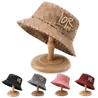 Autumn and Winter Ladies Bucket Hat Embroidered Letters Broad-Brimmed Outdoor Casual Flat-Top Cap