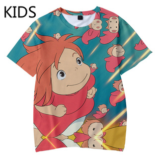[disponible]camiseta para niños ponyo on the cliff boy nueva moda caliente popular de dibujos animados lindo camiseta cómodo niños camisetas tops