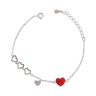 925 plata de ley rojo amor corazón pulsera ajustable circón joyería para mujer lindo regalos románticos s-b264