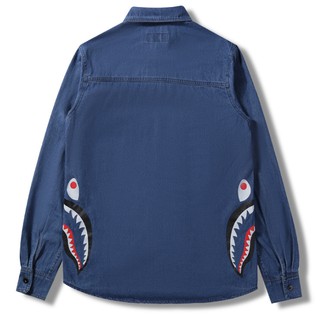 Nuevo BAPE tiburón camuflaje hombres mujeres Casual Denim camisa chaqueta (4)