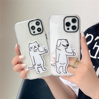 coreano lindo gato perro soporte transparente de silicona suave caso del teléfono para iphone 7 8 plus x xr xs 11 12 pro max parachoques cubierta trasera