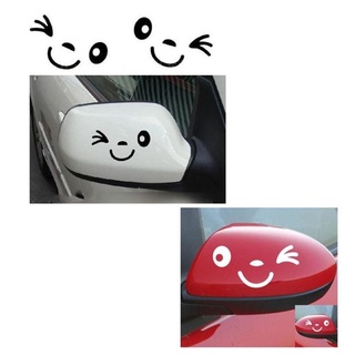 2 unids/set divertido espejo retrovisor coche pegatinas reflectantes sonriente cara pegatina/calcomanía
