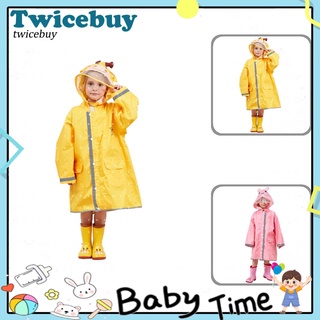 <twicebuy> Chubasquero con capucha de dibujos animados 3D para niños/niña/impermeable reflectante tira Poncho