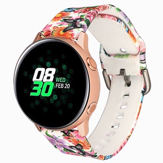 YOLO Soft for Samsung Galaxy Watch Active 2 42mm Sports Flower Printing Silicone Watch Band New Wristbands 20mm Replacement Bracelet Strap (6)