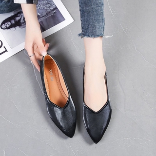 [avovi] zapatos planos puntiagudos para mujer/zapatos suaves de piel sintética poco profundas para mujer/trabajo kasut