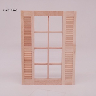 Xps realista sin pintar persianas ventana casa de muñecas 8 paneles marco de ventana muebles versátiles para 1/12 casa de muñecas