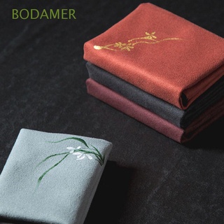 BODAMER Flower Pattern Tea Towel Fast Drying Tea Ceremony Accessories Tea Napkins Absorbent Microfiber Desktop Velvet Embroidered Bowl Cleaning Cloth