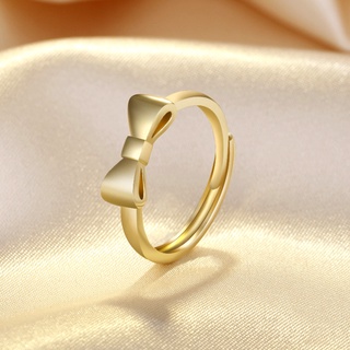 Anillo de arco dulce simple oro mate de alto sentido diario ajustable anillo femenino