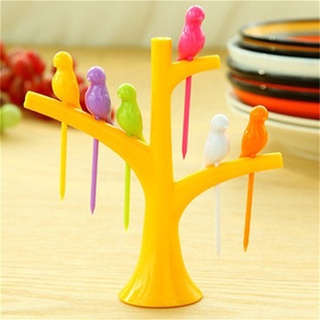 kitchen bird fruit snack postre tenedores herramienta forma de árbol estante