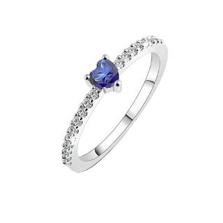 Anillo chapado en oro De 18k en forma De corazón anillo De zafiro Azul Diamante anillo (2)