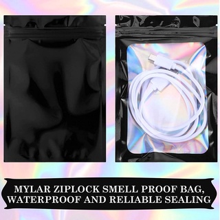 Junyan bolsas De aluminio transparentes De Plástico coloridos empaques reutilizables Holográfica olor a prueba De bolsas/Multicolor (4)
