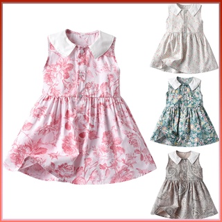 vestido de princesa para niñas/vestido sin mangas con estampado floral