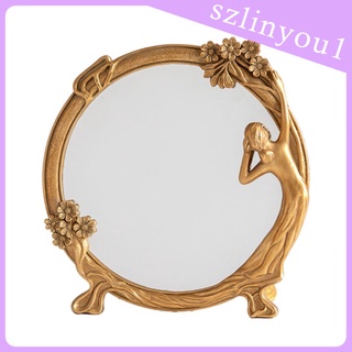 Nueva llegada espejo de maquillaje tallado adornos dorados para dormitorio decoración del hogar tocador tocador