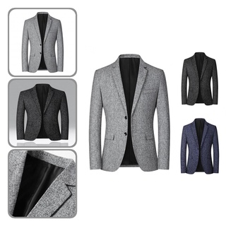 ankaina Streetwear Blazer Pure Color Pockets Suit Jacket Soft for Wedding