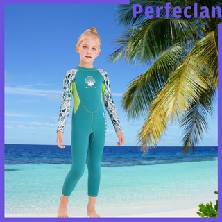 [PERFECLAN] Traje de buceo de manga larga de una pieza para niñas, traje de buceo caliente, surf, color rosa