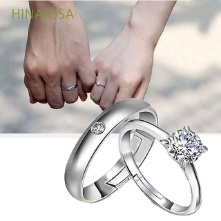 HINAJOSA Trendy Finger Rings Set Wedding Party Couple Jewelry Engagement Ring Women Men Opening Adjustable 1 Pair Silver Plated Simple Fashion Accessories/Multicolor