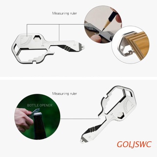 goljswc 24 en 1 edc herramienta de bolsillo de acero inoxidable llavero forma de llave destornilladores ranurados