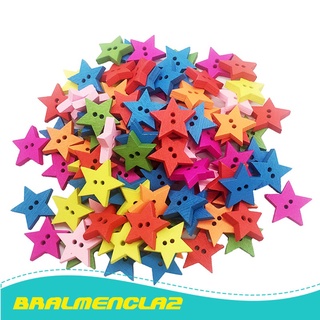 Bralmencla2 100 pzs botones De madera 2 agujeros/botones surtidos De estrellas/manualidades/ropa/Costura