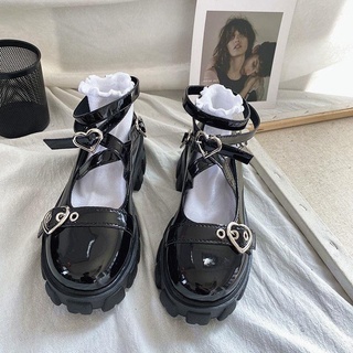 Lolita Estilo Japonés Dedo Del Pie Redondo Estudiante Británico jk Uniforme Negro Pequeño Zapatos De Cuero De Las Mujeres De Suela Gruesa Intensificado Mary Jane (1)