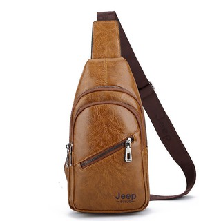 jeep sling bolsa de cuero de los hombres de la moda de los hombres de la bolsa de pecho crossbody hombro beg sling bag (1)