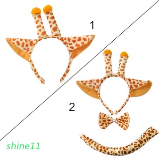 shine11 lindos animales cosplay conjuntos de disfraces niños adultos jirafa orejas antler diadema cola de felpa bowtie dressup fiesta de halloween cosplay kit