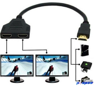 Divisor Hdmi Entrada Macho a salida 2 1 hembra cable cable puerto convertidor 1080p Para videojuegos videos Dispositivos multimedia Poopew