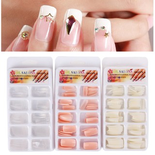 Exo: 100 piezas/juego de uñas postizas Extra largas jalea de Color desnudo DIY modelado uñas falsas 3 colores