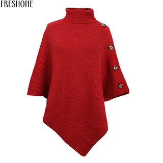 Freshone - abrigo de Poncho para mujer, manga de alas de murciélago, diseño de dobladillo Irregular, cómodo para uso diario (6)