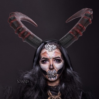[Kesoto] diadema de cuerno de diablo tocado cuerno de buey vestido de aro para disfraz de Halloween (4)