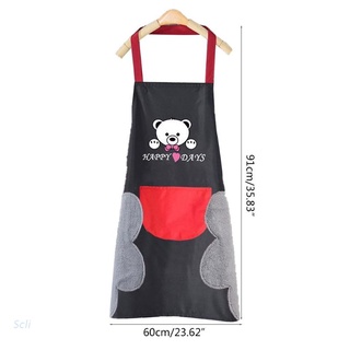 delantal de cocina para mujer scli con toalla de mano bolsillos lindo oso impermeable delantales para cocinar hornear