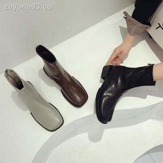 ☢Botas largas blancas botas de caballero para mujer verano de 2021 nuevas botas cortas Martin de tacón grueso botas individuales para mujer de primavera y otoño