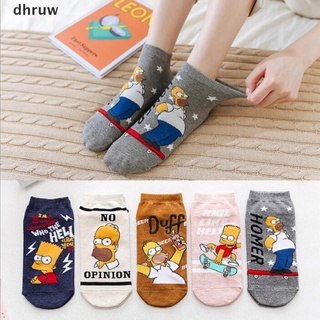 dhruw 1 par de calcetines de dibujos animados simpson calcetines femeninos de algodón barco calcetines de corte bajo calcetines de tobillo co