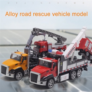 HFZ 2Pcs Diecast Rescue Vehicle Fire Truck Pull Back Light Music Model Kids Toy