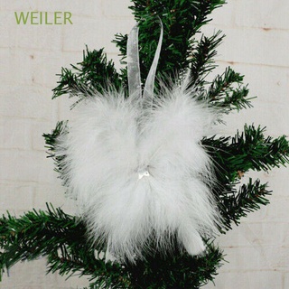 weiler chic pluma ala encantadora decoración de navidad colgante de navidad blanco fiesta boda 6pcs hogar vintage colgante pluma estrella bola