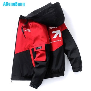 Abongbang hombres primavera y otoño nuevas chaquetas de calle alta moda impresión abrigo de carga costura Color a prueba de viento chaqueta piloto masculino (1)