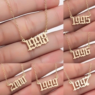 Collar De números Vnox Especial De la fecha De año gargantilla para mujer tono plateado De oro Personalizado joyería 1985-2004