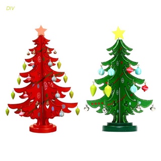 Div madera verde árbol de navidad de madera árbol de navidad ventana accesorios de mesa