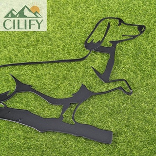 Cilify hierro Metal perro silueta suelo enchufe obras de arte para el hogar al aire libre decoración del jardín (7)